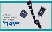 Rapper Retractable 4-In-1 USB Charger