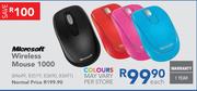 Microsoft Wireless Mouse 1000 Each
