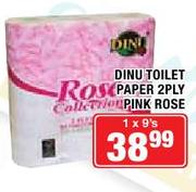 Dinu Toilet Paper 2 Ply Pink Rose-9 Pack