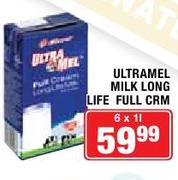 Ultramel Milk Long Life Full Cream-6 x 1Ltr