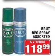 Brut Deo Spray Assorted-6x120ml