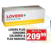 Lovers Plus Condoms Coloured & Flav Hanging-24x3's