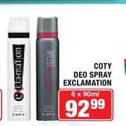 Coty Deo Spray Exclamation-6x90ml
