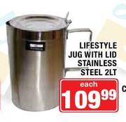 Lifestyle Jug With Lid Stainless Steel-2Ltr Each