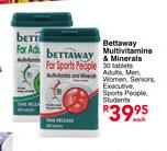 Bettaway Multivitamins & Minerals-30 Tablets Each