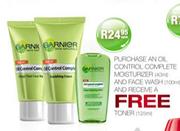 Garnier Oil Control Complete Moisturizer(40ml)/Face Wash(100ml)-Each