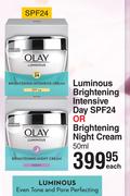 Olay Luminous Brightening Intensive Day SPF24 Or Brightening Nigh Cream 50ml-Each