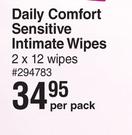 Gyna Guard Daily Comfort Sensitive Intimate Wipes 2 x 12 Wipes-Per Pack