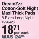 Always Dreamzzz Cotton Soft Night Maxi Thick Pads 8 Extra Long Night-Per Pack