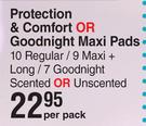 Libresse Protection & Comfort Or Goodnight Maxi Pads-Per Pack