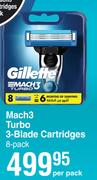 Gillette Mach3 Turbo 3 Blade Cartridges 8 Pack-Per Pack