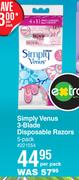 Gillette Simply Venus 3 Blade Disposable Razors 5 Pack-Per Pack