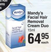 Mandy's Facial Hair Removal Cream Duo-15ml Each