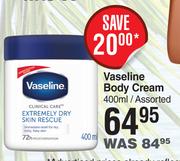 Vaseline Body Cream Assorted-400ml