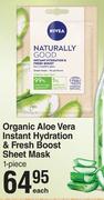 Nivea Naturally Good Organic Aloe Vera Instant Hydration & Fresh Boost Sheet Mask 1 Piece-Each