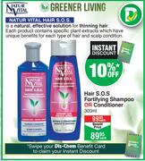 Natur Vital Hair S.O.S Fortifying Shampoo Or Conditioner-300ml Each