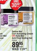 Curls In Bloom Define Me! Curl Activating Cream Or Hold Me! Anti Frizz Styling Gel-250ml Each