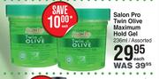 Salon Pro Twin Olive Maximum Hold Gel Assorted-236ml Each