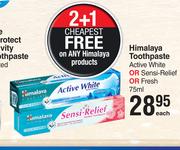 Himalaya Toothpaste Active White Or Sensi Relief Or Fresh-75ml Each