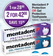Mentadent P Protection Or Gel Protection Toothpaste Assorted-100ml
