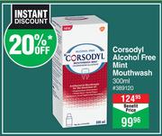 Corsodyl Alcohol Free Mint Mouthwash-300ml