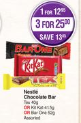Nestle Chocolate Bar Tex 40g Or Kitkat 41.5g Or Bar One 52g Assorted-For 1