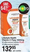 Lifestyle Health Vitamin C Fizzy 1000mg-30 Effervescent Tablets Plus 10 Effervescent Tablets Per PK