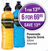 Powerade Sports Drink Assorted- For 1 x 500ml