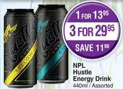 NPL Hustle Energy Drink Assorted- For 3 x 440ml