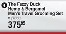 Baylis & Harding The Fuzzy Duck Hemp & Bergamot Men's Travel Grooming Set 5 Piece