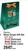 Revlon Moon Drops Gift Set EDT 30ml Plus Perfumed Body Spray 90ml Plus Body Lotion-Per Pack