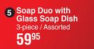 Nature's Edition Soap Duo With Glass Soap Dish 3 Piece Assorted