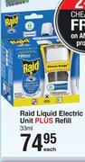 Raid Liquid Electric Unit Plus Refill-33ml Each