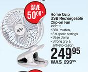 Home Quip USB Rechargeable Clip On Fan
