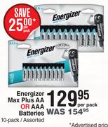Energizer Max Plus AA Or AAA Batteries 10-Pack Assorted