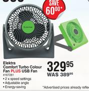 Elektra Comfort Turbo Colour Fan Plus USB Fan