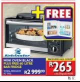 Kelvinator Mini Oven Black + Free 60L Bar Fridge