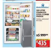 Kelvinator 320ltr Stainless Steel Combi Fridge