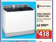 Russell Hobbs 17kg White Twin Tub