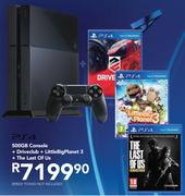 PS4 500GB Console+ Driveclub+ Little Big Planet 3+ The Last Of Us