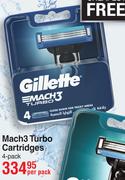 Gillette Mach3 Turbo Cartridges 4 Pack-Per Pack 