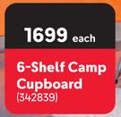Campmaster 6 Shelf Camp Cupboard-Each