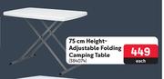 Campmaster 75cm Height Adjustable Folding Camping Table-Each