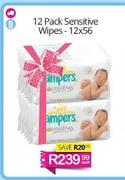 Pampers 12 Pack Sensitive Wipes-12 x 56 Each