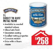 Hammerite 1ltr Direct To Rust Metal Paint