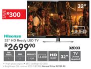 Hisense 32" HD Ready LED TV 32D33