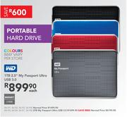 WD 1TB 2.5" My Passport Ultra USB 3.0 Portable Hard Drive-Each