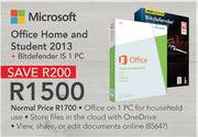 Microsoft Office Home and Student 2013 + Bitdefender IS 1 PC
