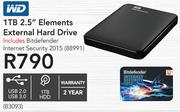 WD 1TB 2.5" Elements External Hard Drive