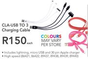 CLA-USB To 3 Charging Cable-Each